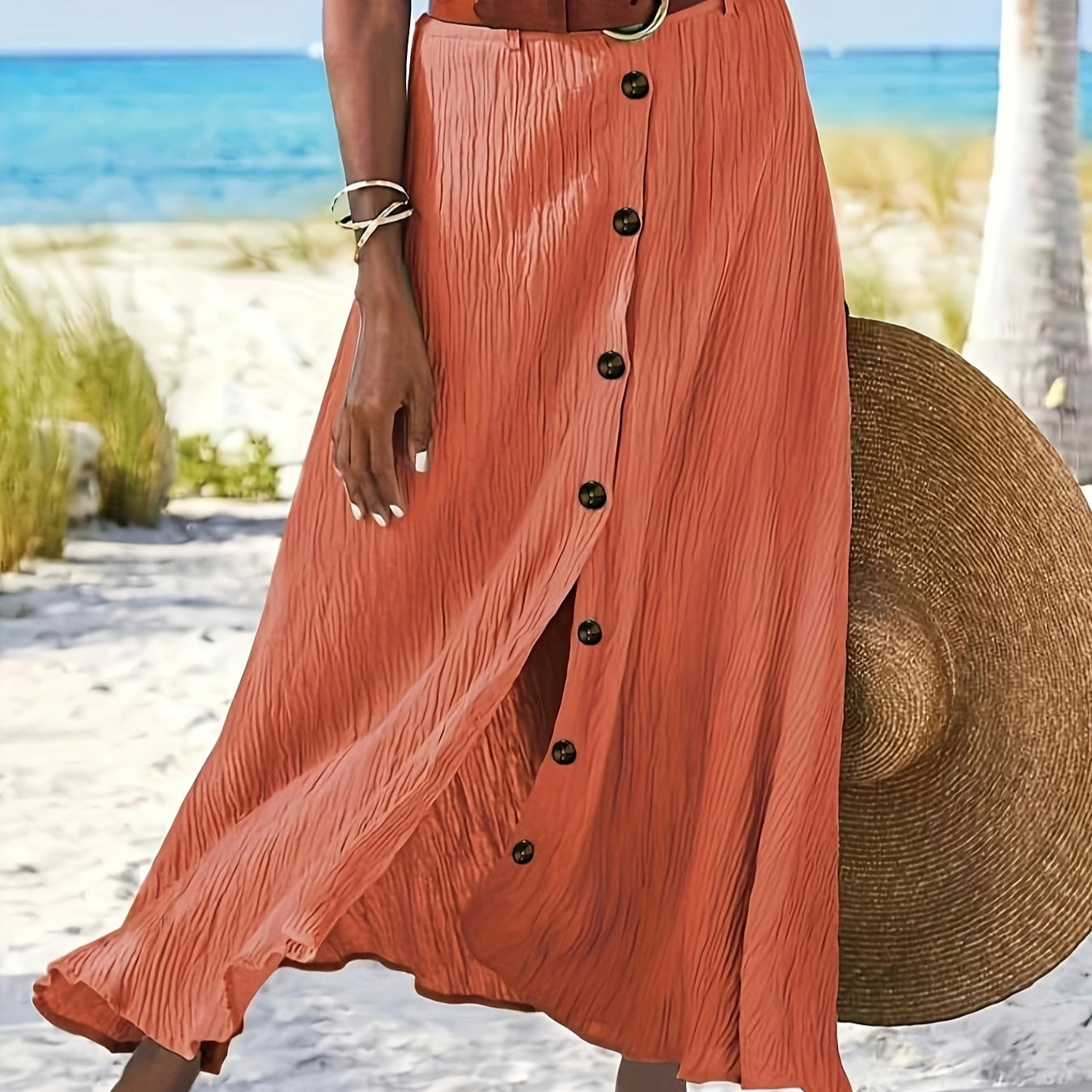 Lightweight Button Skirt