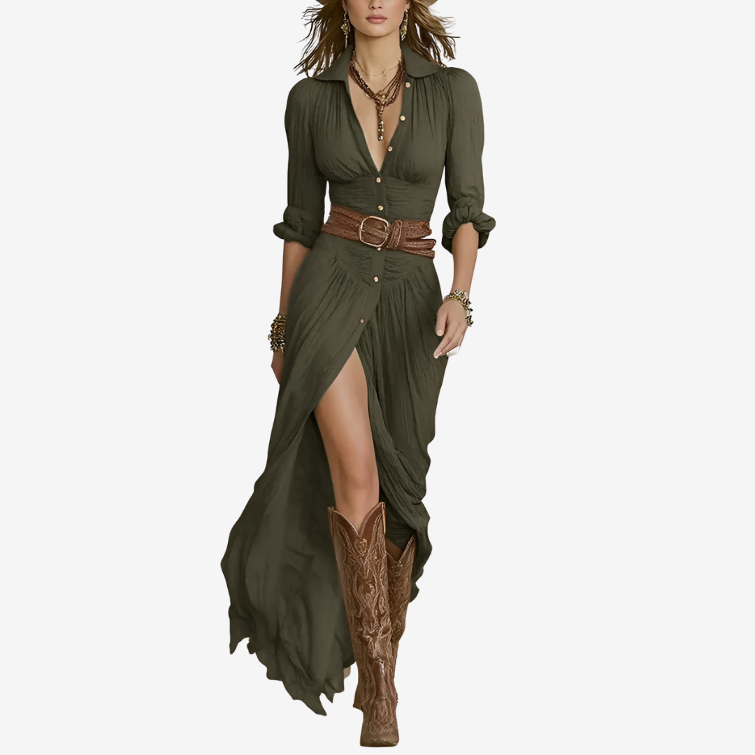 Eve™ Maxi Belted Fluid Dress