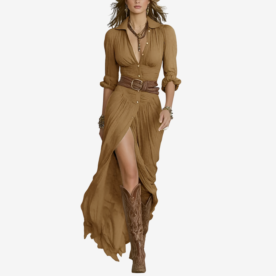 Eve™ Maxi Belted Fluid Dress