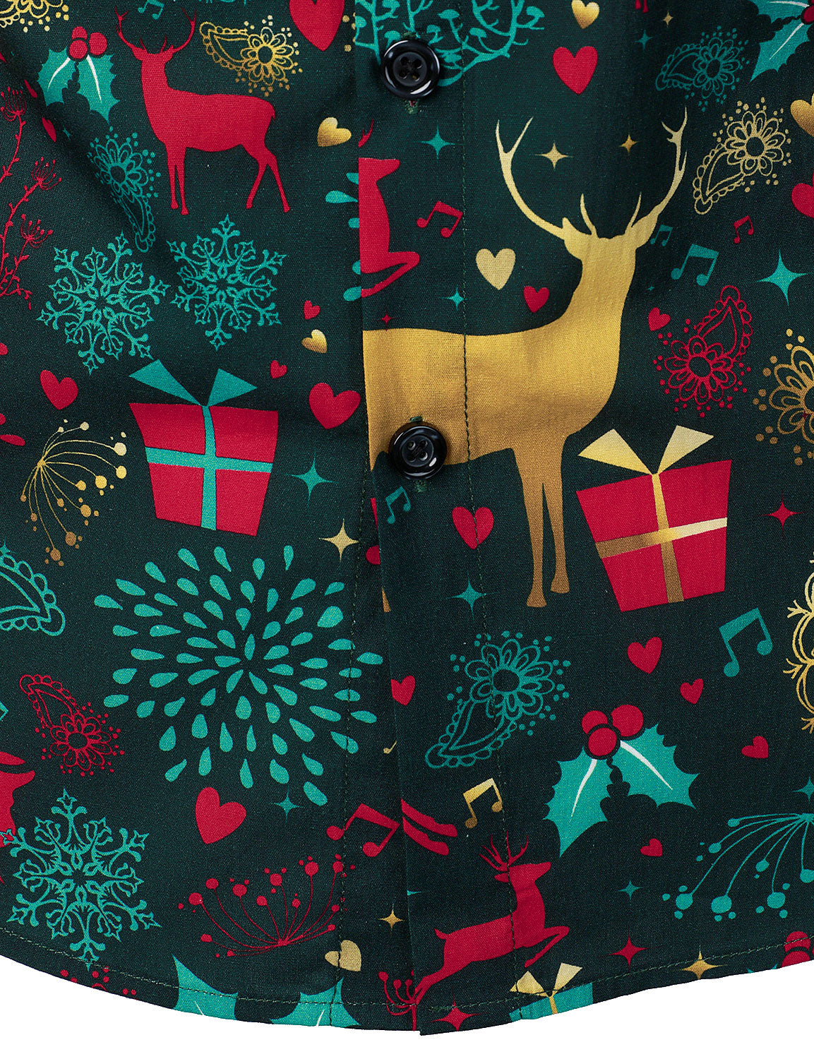 Men's Christmas Reindeer Holiday Cotton Long Sleeve Shirt