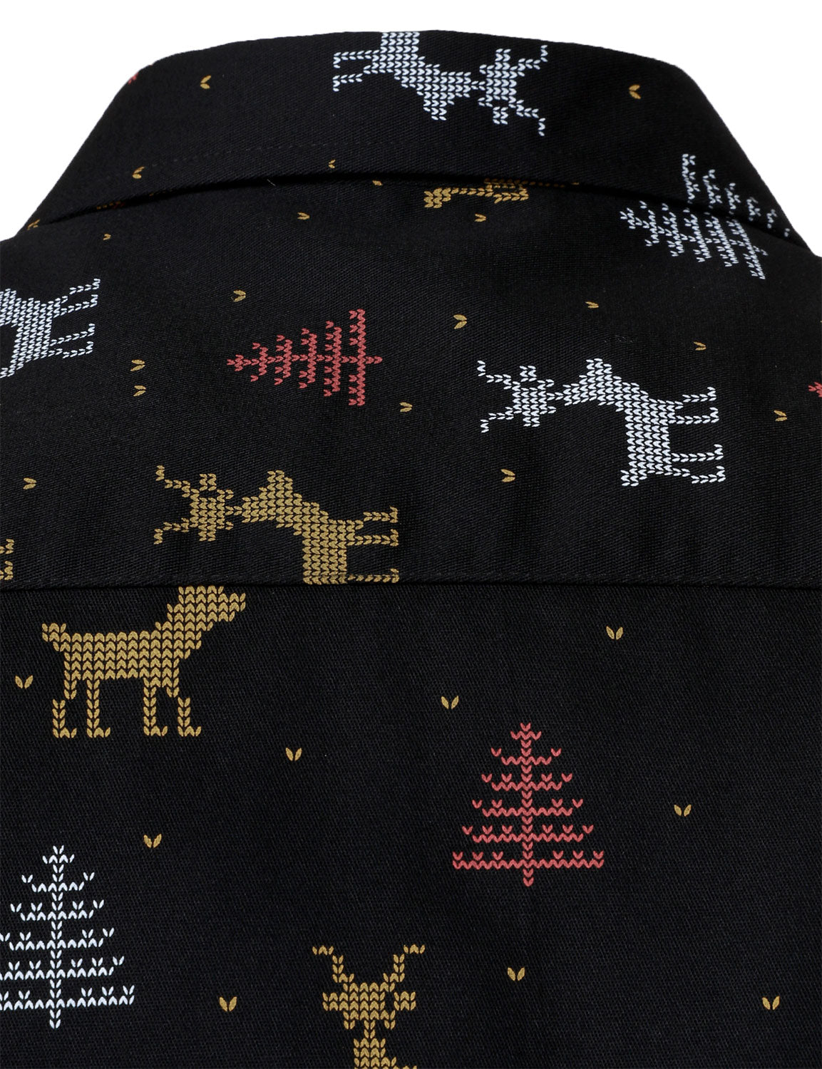Men's Christmas Tree Moose Print Breathable Black Long-Sleeve Shirt
