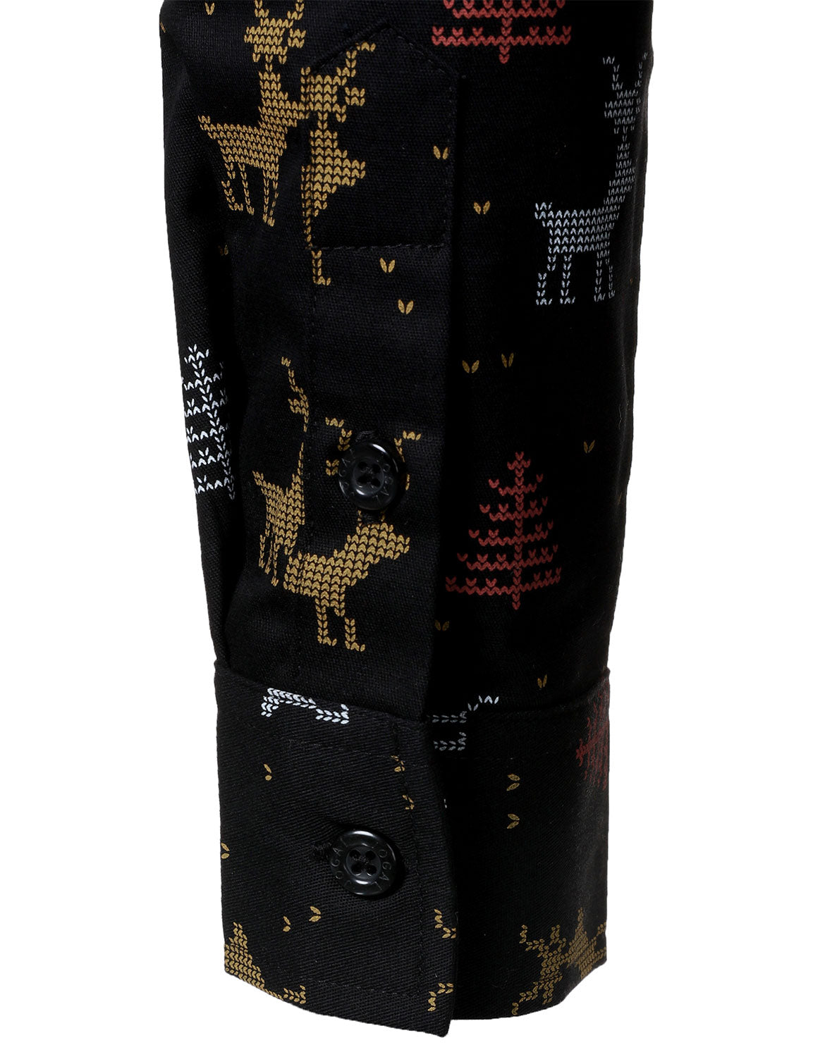 Men's Christmas Tree Moose Print Breathable Black Long-Sleeve Shirt