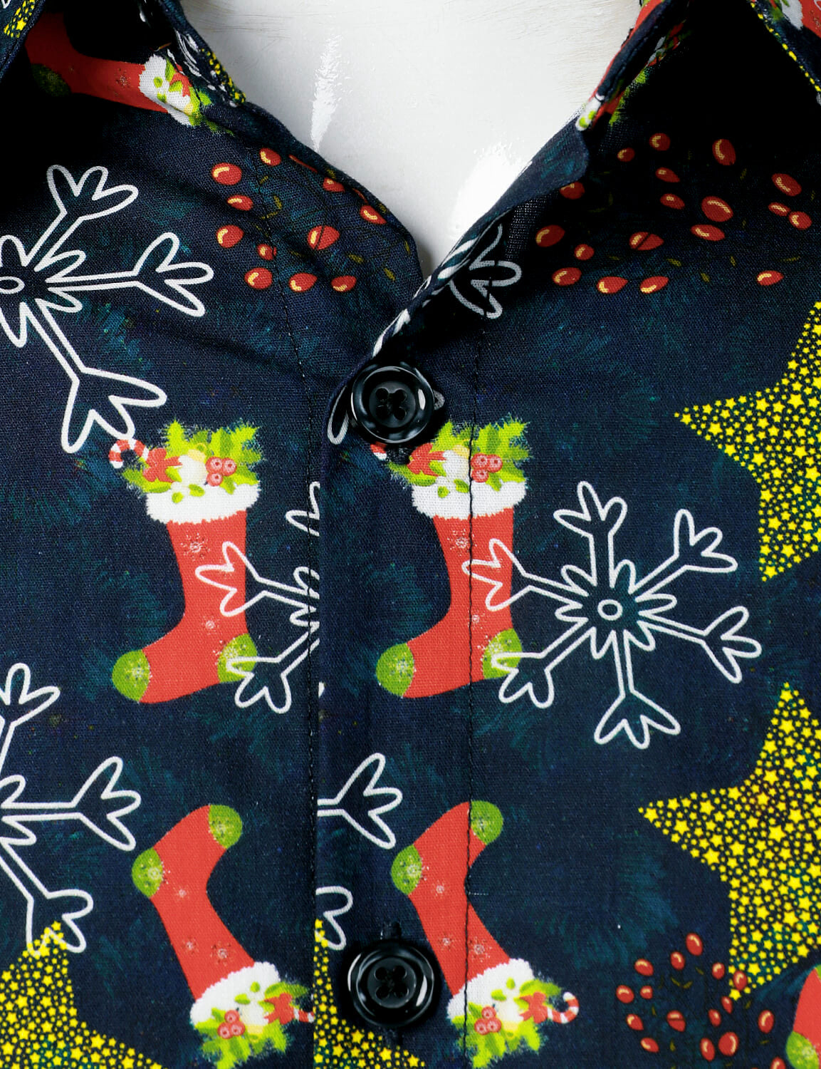 Men's Christmas Print Holiday Cotton Long Sleeve Shirt