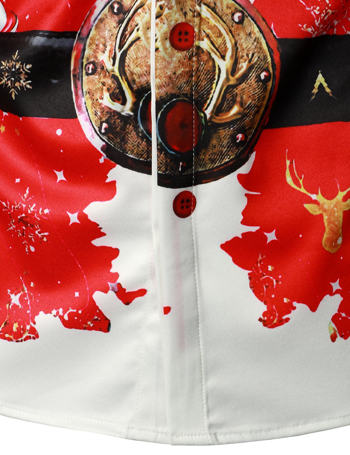 Men's Christmas-Inspired Top Red Fun Outfit Holiday Button-Down Long Sleeve Shirt