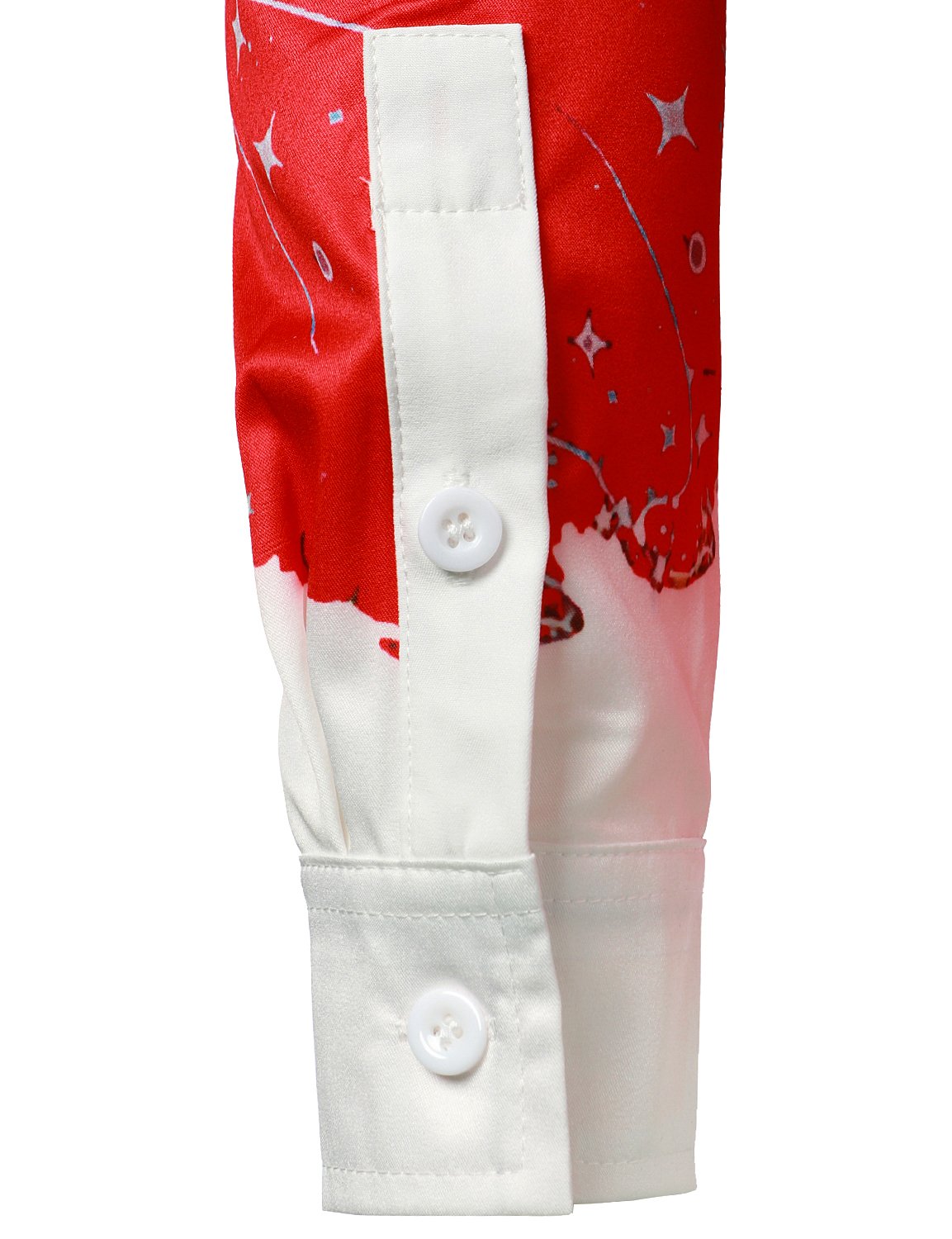 Men's Christmas-Inspired Top Red Fun Outfit Holiday Button-Down Long Sleeve Shirt