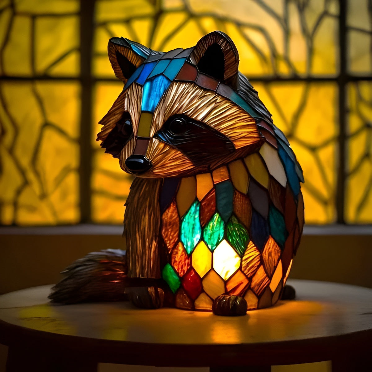 Grisou – Magical raccoon lamp in colored glass