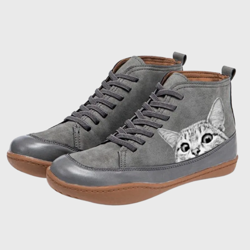 Leather ankle boots for cat lovers