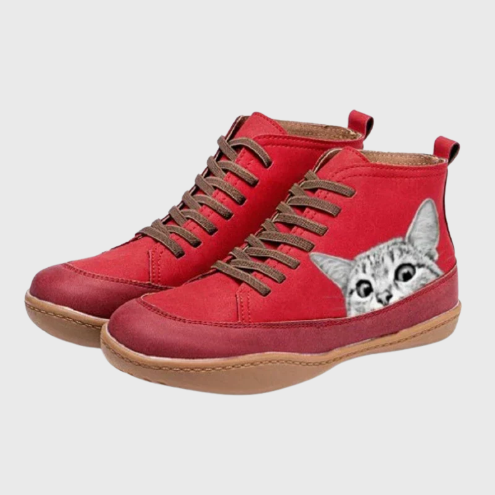 Leather ankle boots for cat lovers