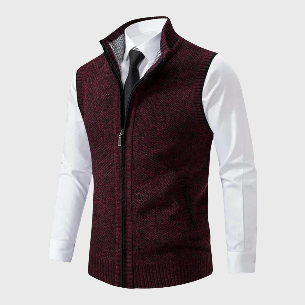 Knitted vest with zipper