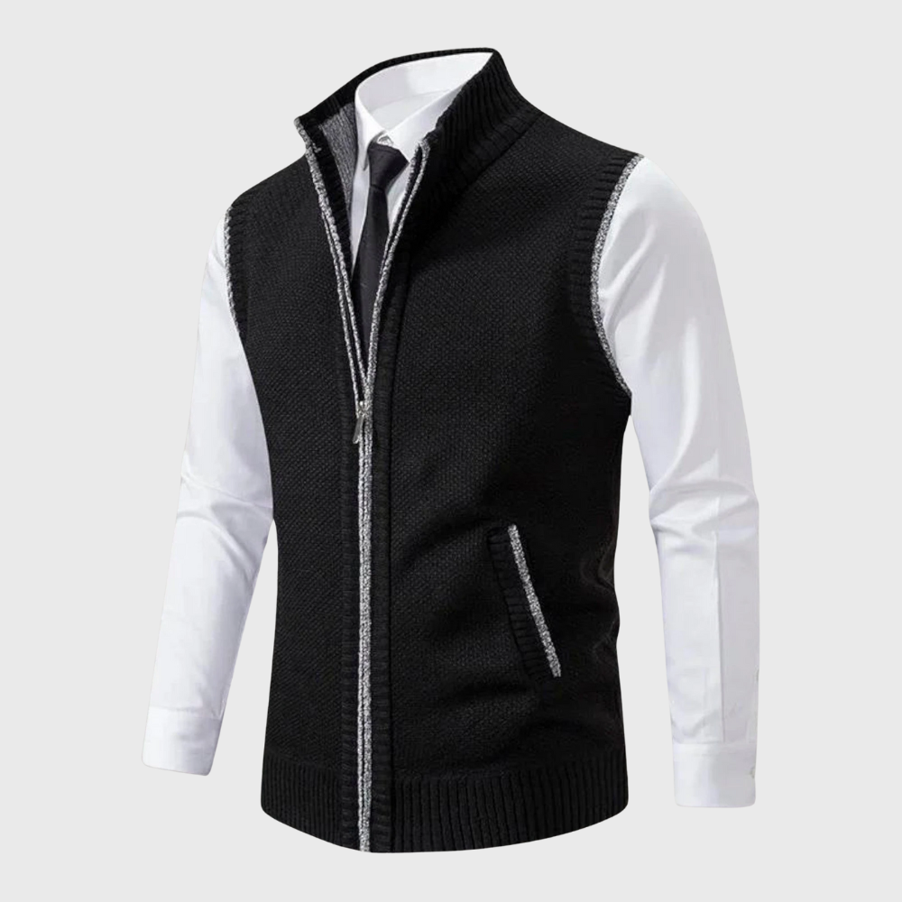 Knitted vest with zipper