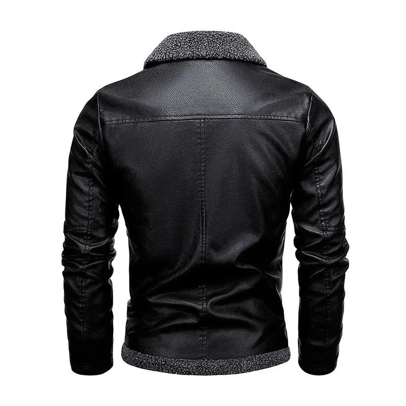 Elegant Fleece Leather Jacket