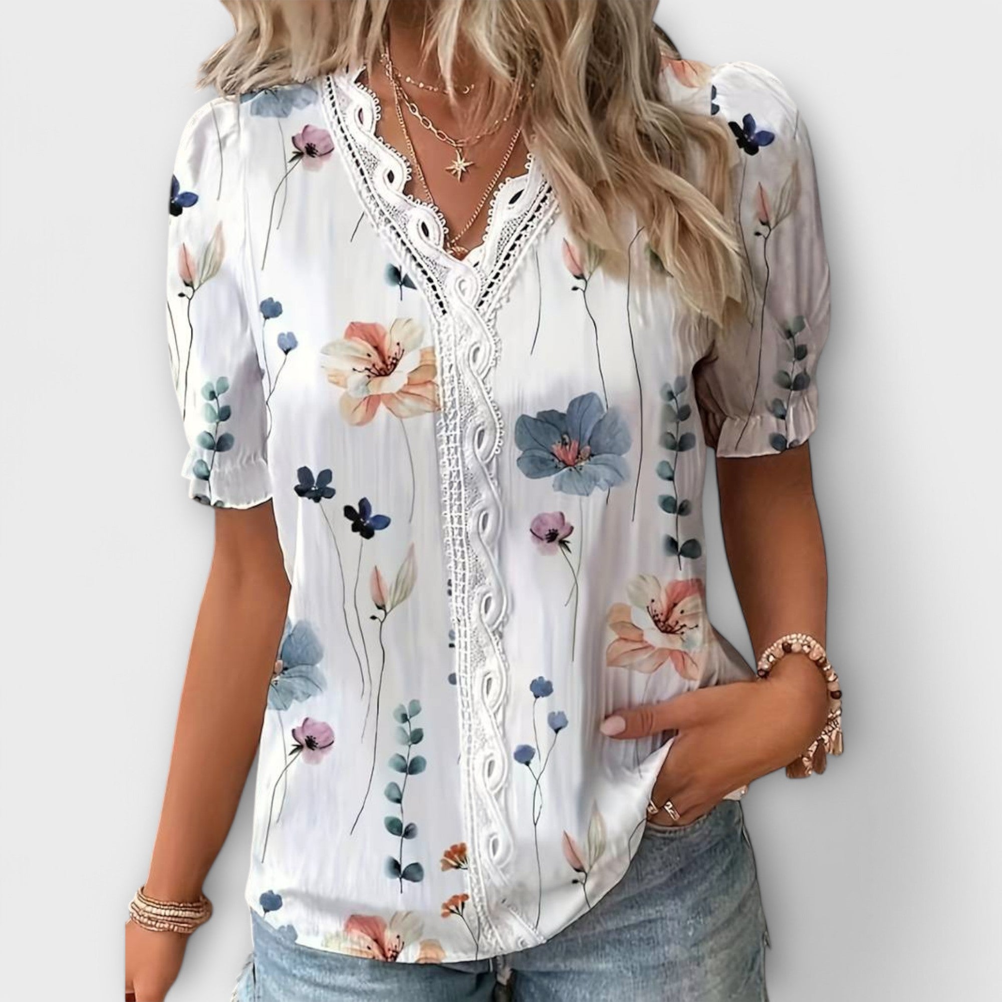 Emily - Elegant V-Neck Blouse