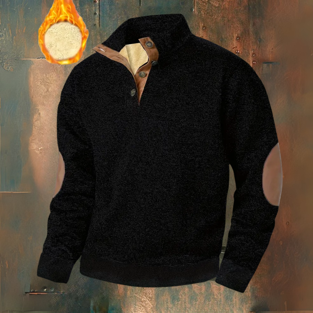 Warm fleece sweatshirt with button closure
