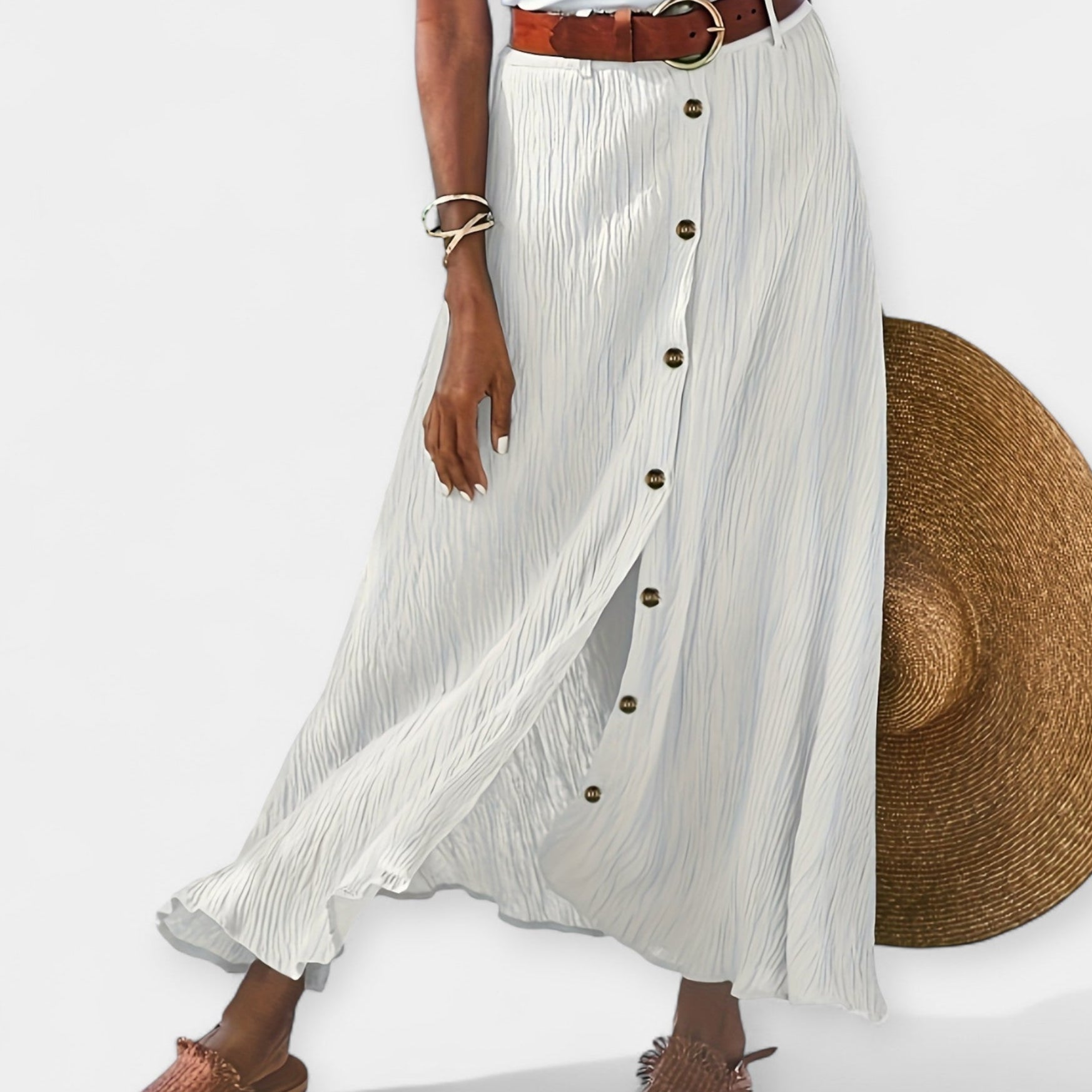 Lightweight Button Skirt