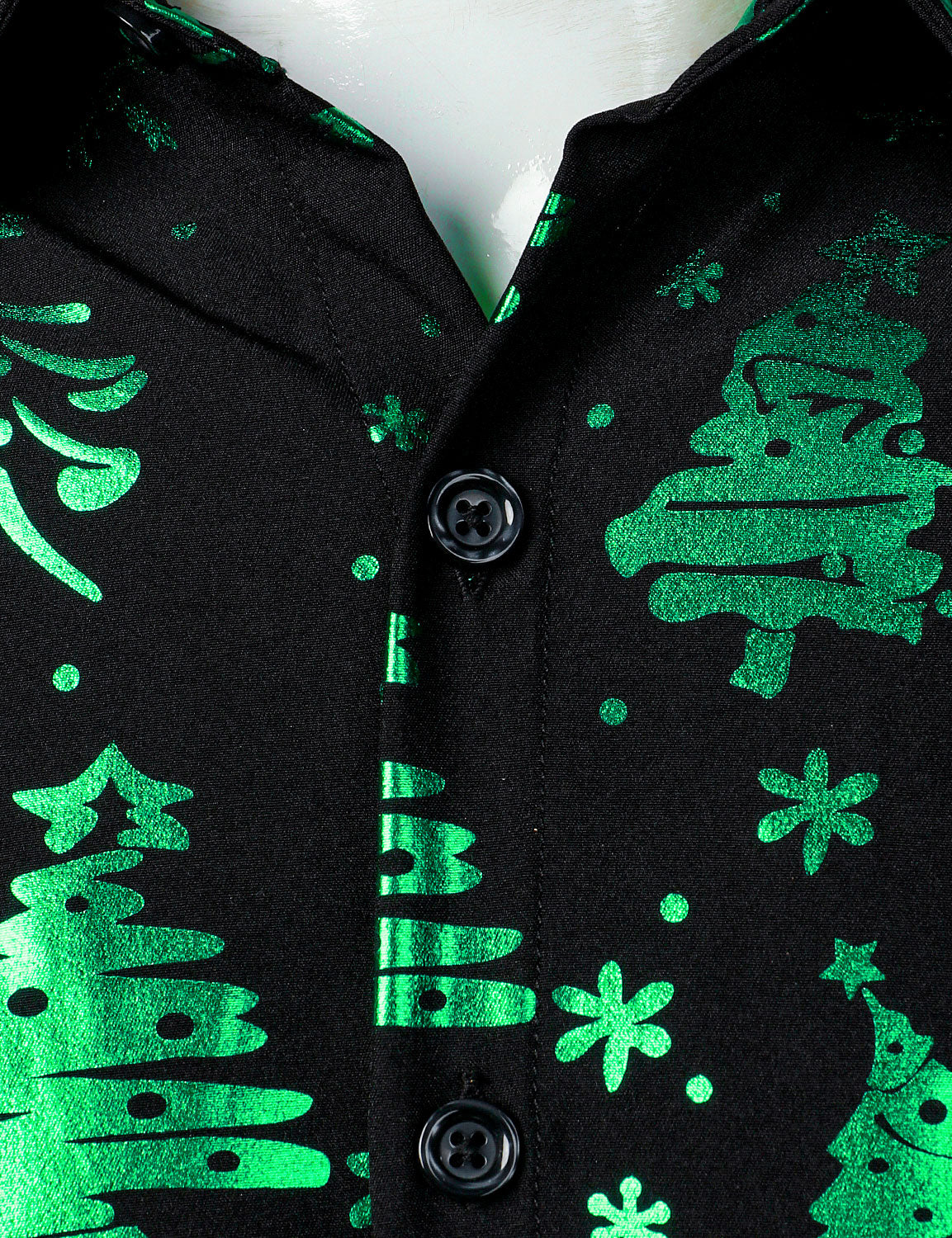 Men's Christmas Print Regular Fit Green Long Sleeve Shirt