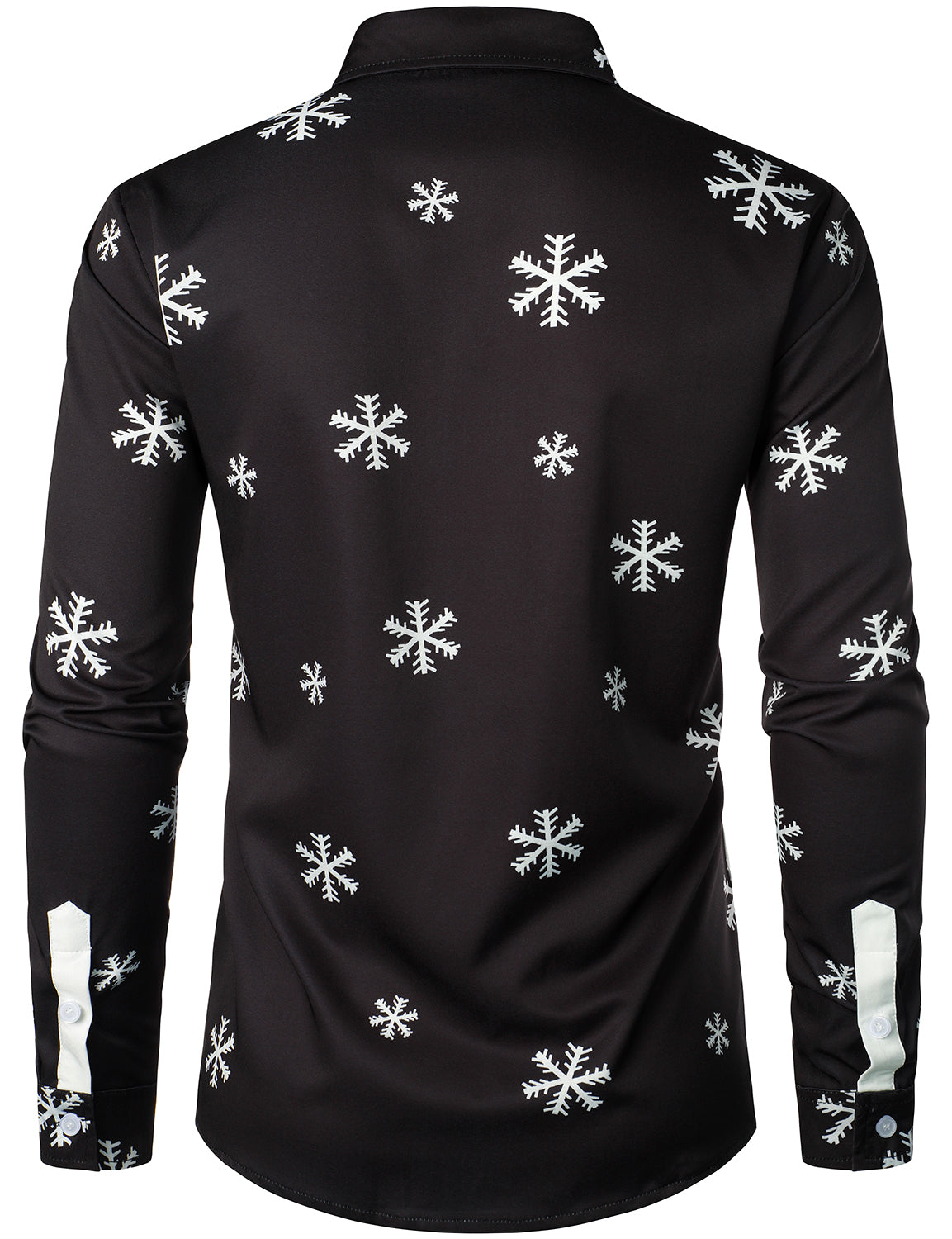 Men's Christmas Santa Button-Up Black Fun Long Sleeve Shirt