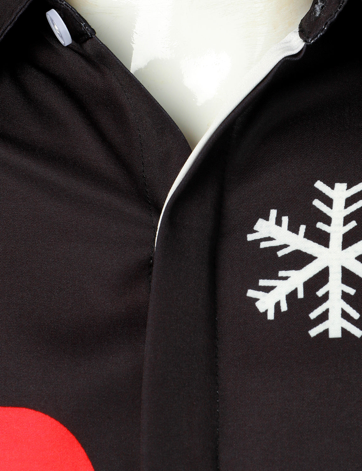 Men's Christmas Santa Button-Up Black Fun Long Sleeve Shirt