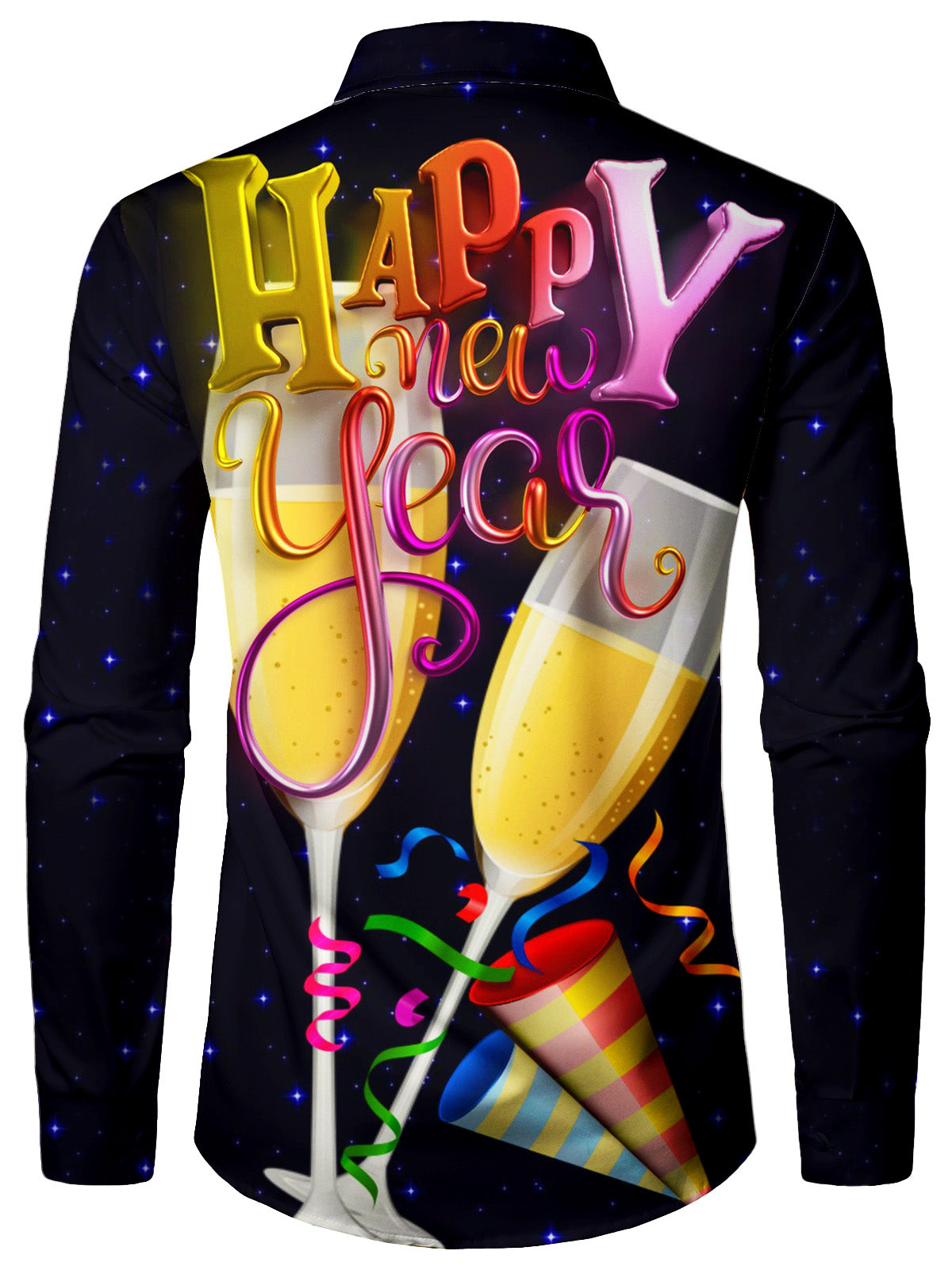 Men's Funny New Year's Eve Long Sleeve Christmas Cocktail Shirt