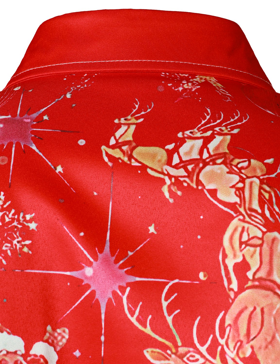 Men's Christmas-Inspired Top Red Fun Outfit Holiday Button-Down Long Sleeve Shirt