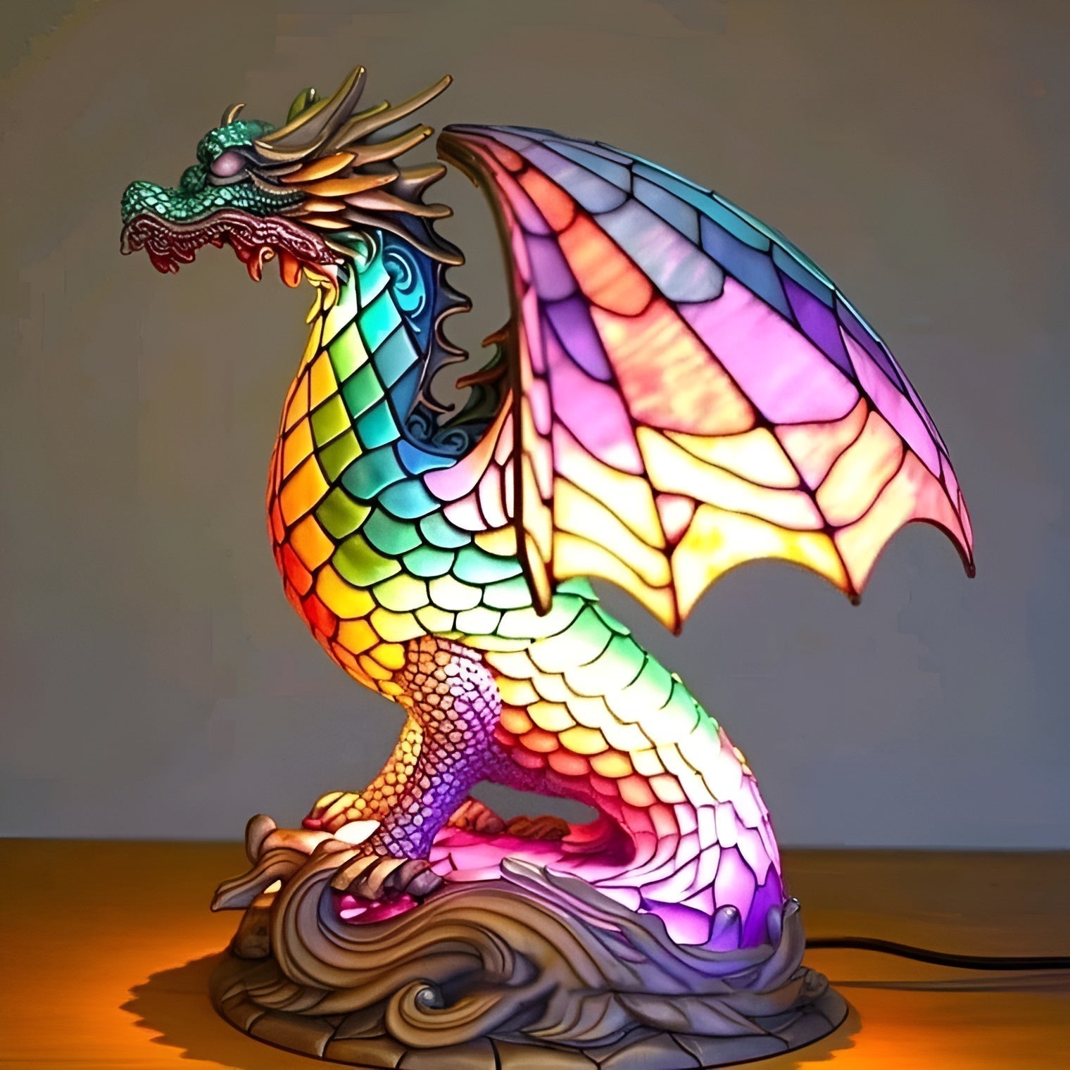 Gribouille – Magic Dragon Lamp in Colored Glass