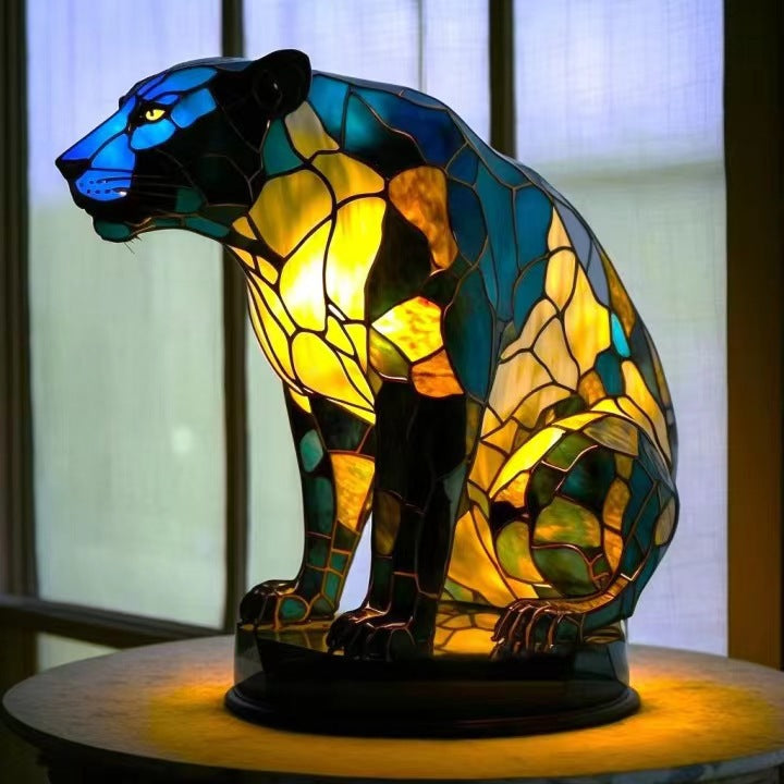Pataud – Magical Panther Lamp in Colored Glass
