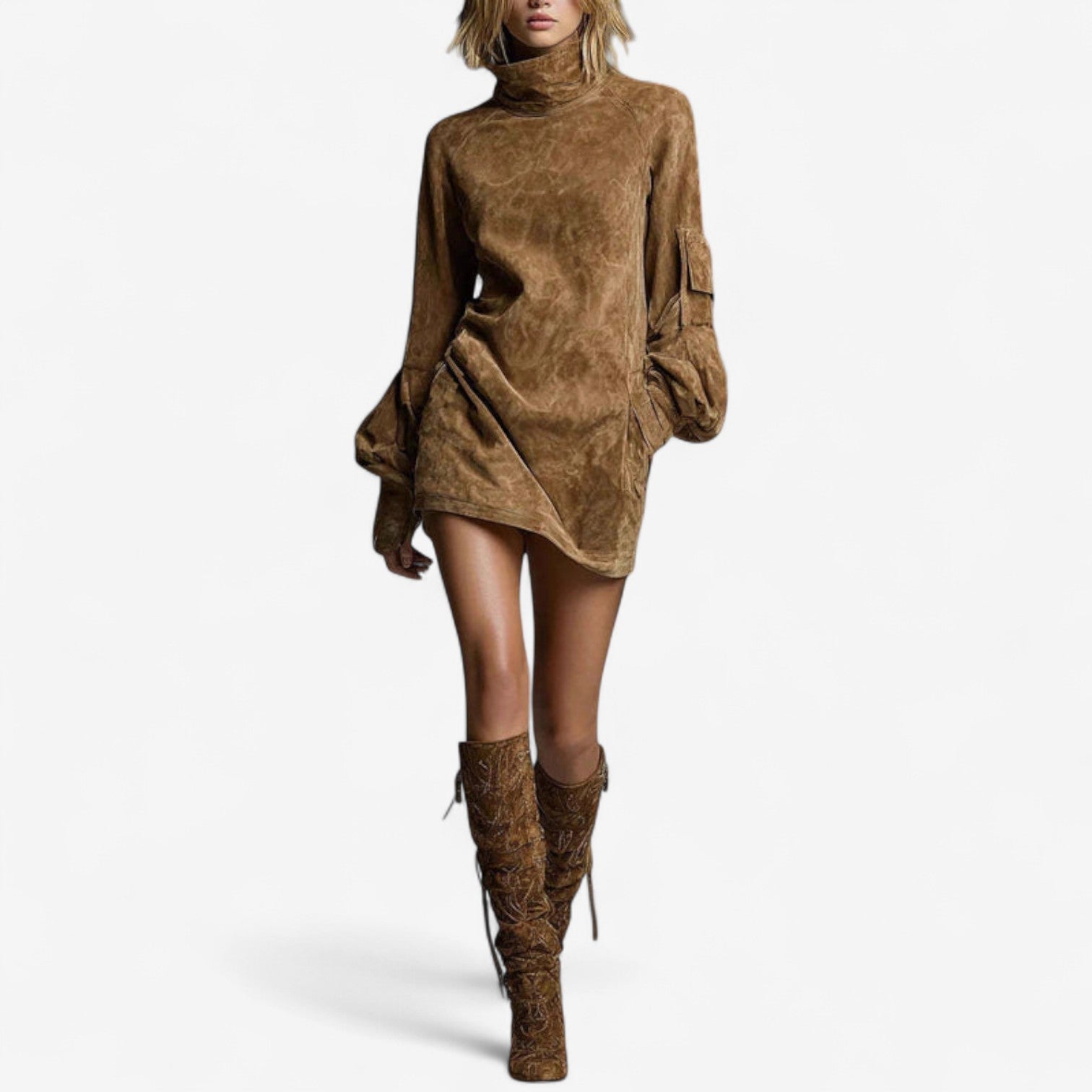 Tania™ Mini Dress with High Collar