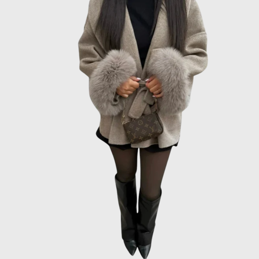 Coat with faux fur