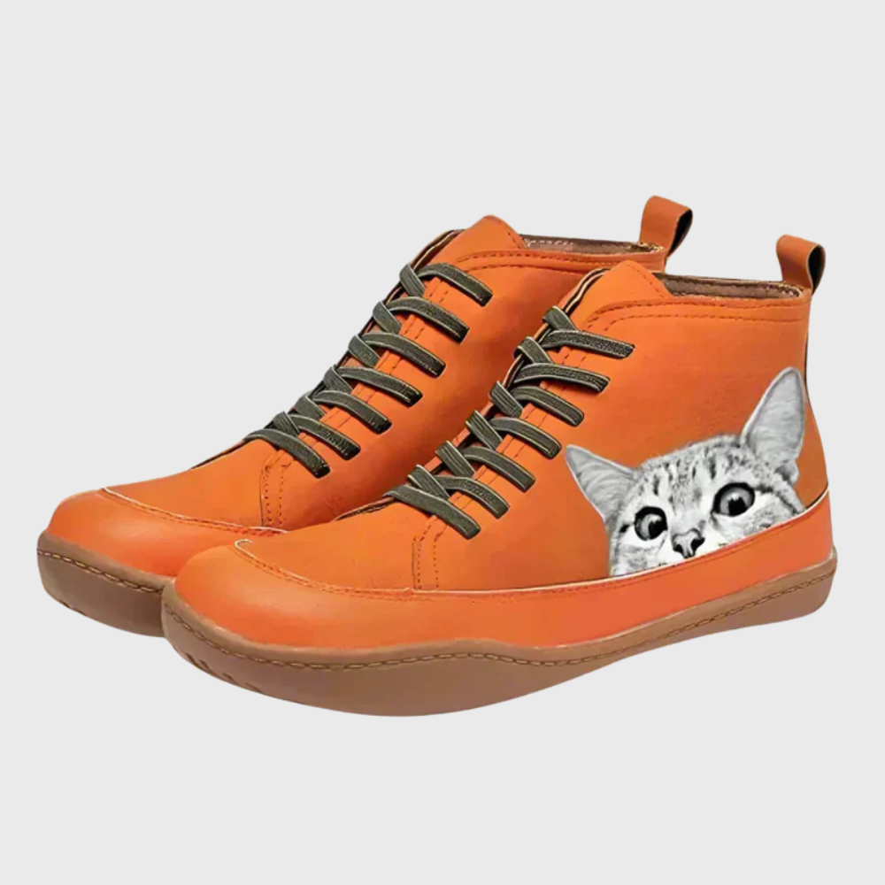 Leather ankle boots for cat lovers