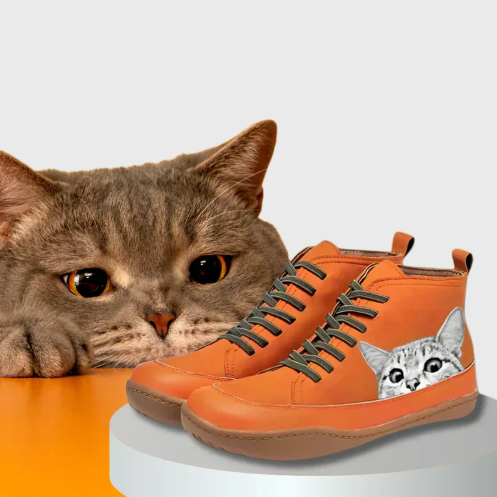 Leather ankle boots for cat lovers