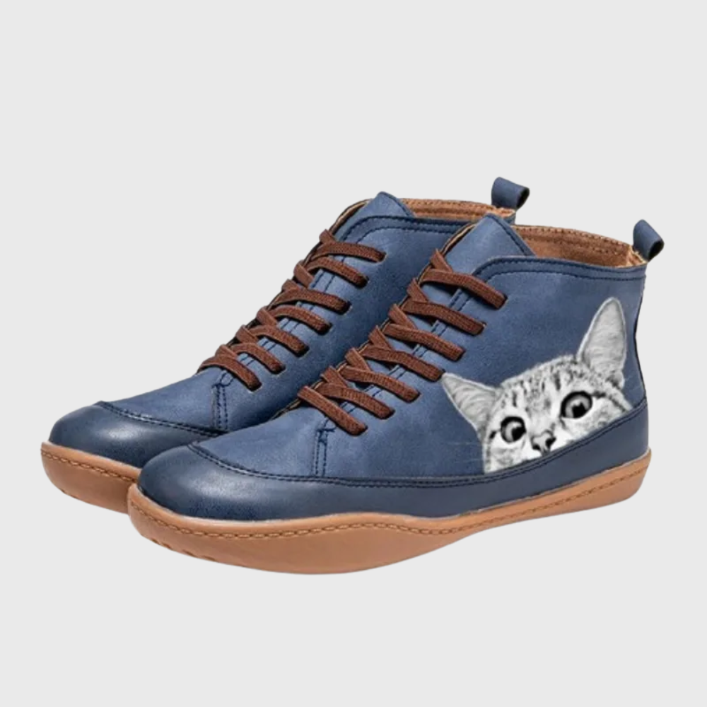 Leather ankle boots for cat lovers