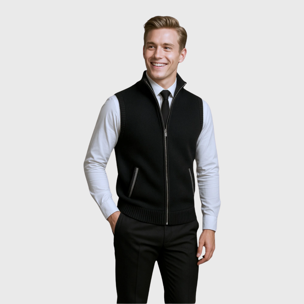 Knitted vest with zipper