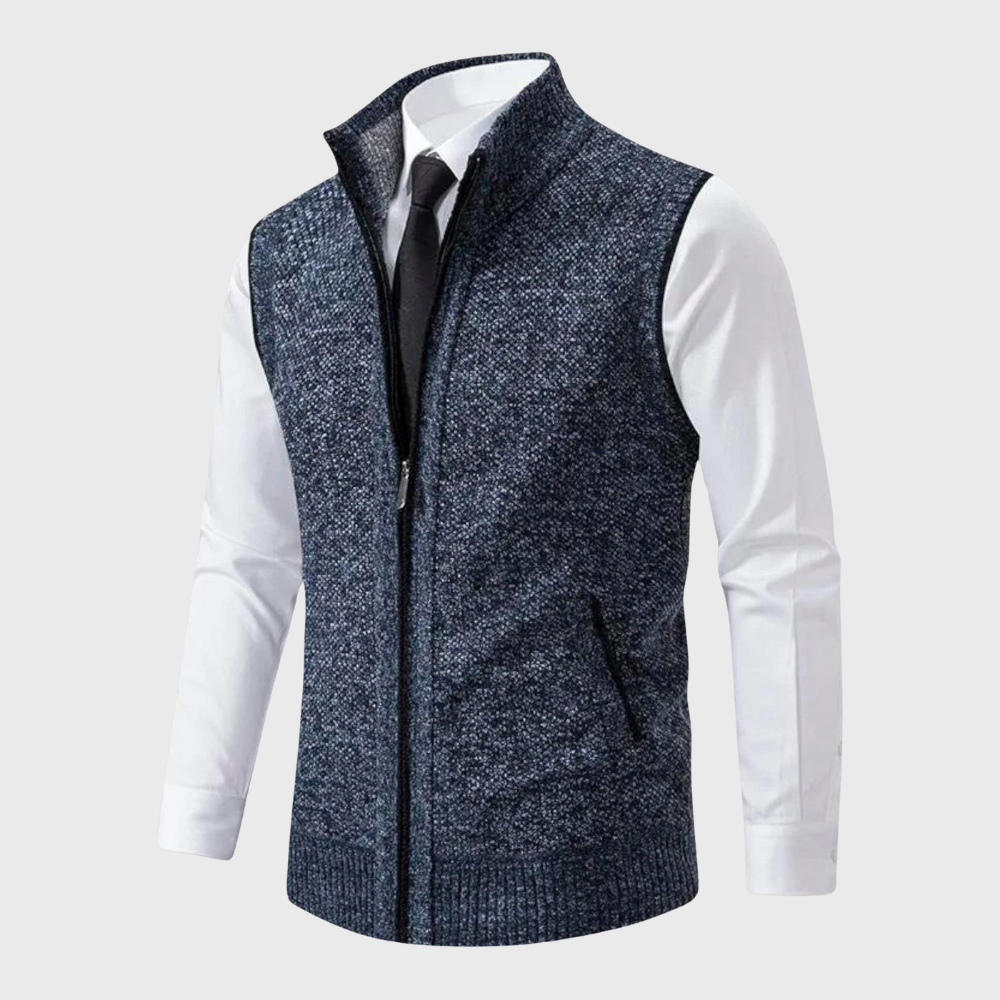 Knitted vest with zipper