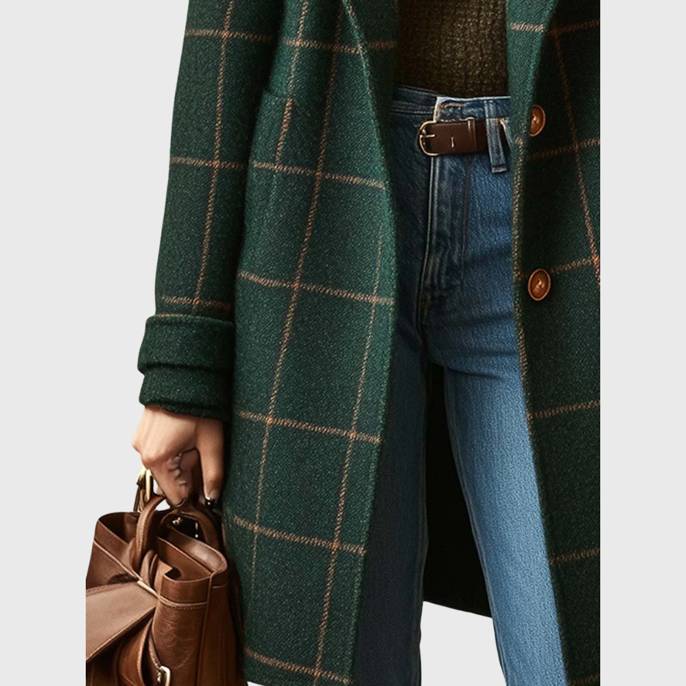 Lapel Check Tweed Coat