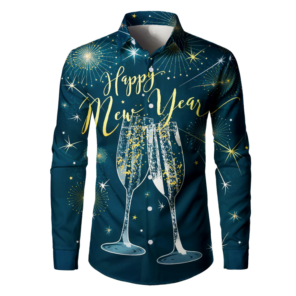Men's Christmas Cocktails New Year's Eve Long Sleeve Shirt