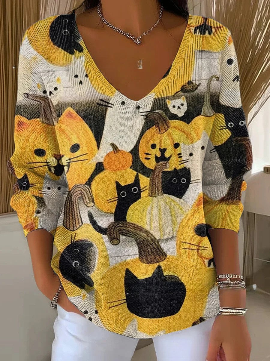 Anežka – Stylish Knit Sweater with V-Neck