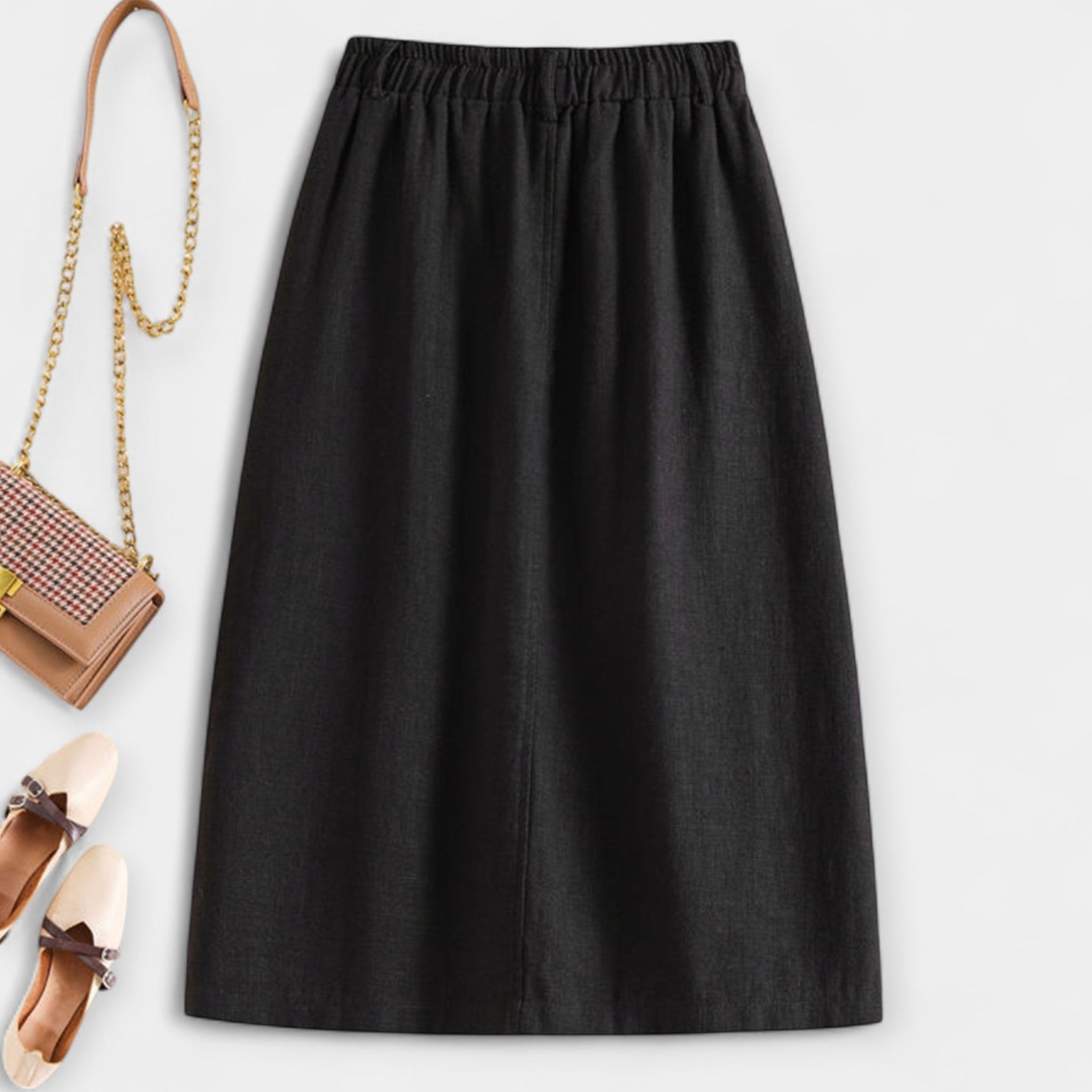 Retro Natural Linen Skirt